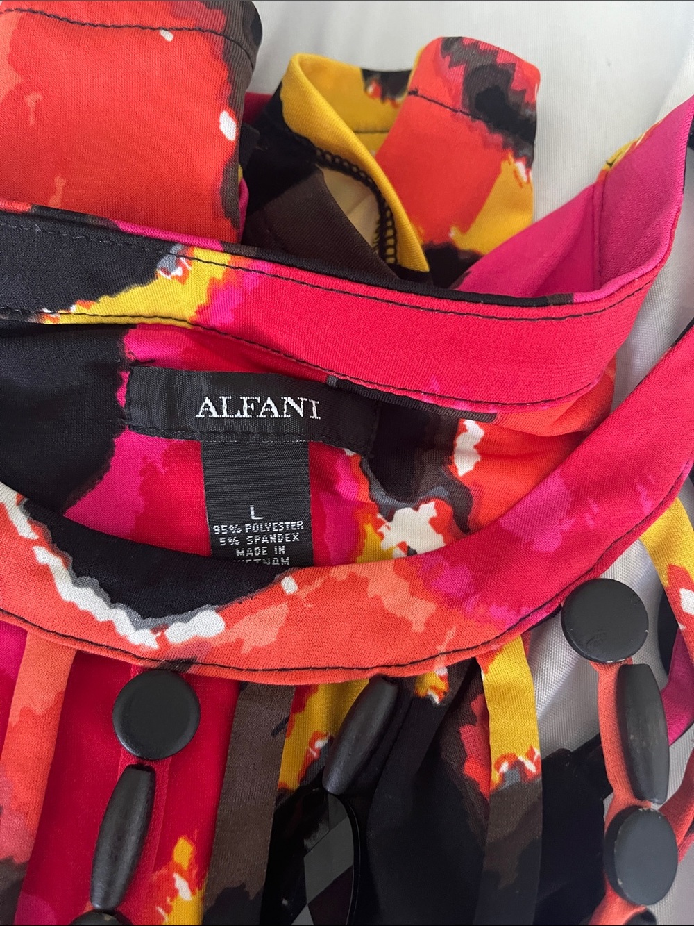 Alfani Pink Black Yellow Abstract Beaded Tank - Picture 2 of 5